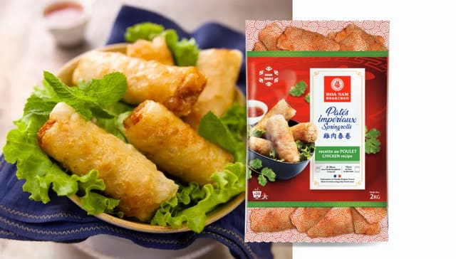 Hoa Nam Pâtés Impériaux Recette au Poulet (Springrolls / Chả Giò Gà / Frühlingsrollen mit Hähnchenfleisch) in der großen Gastronomie- und Vorratspackung.