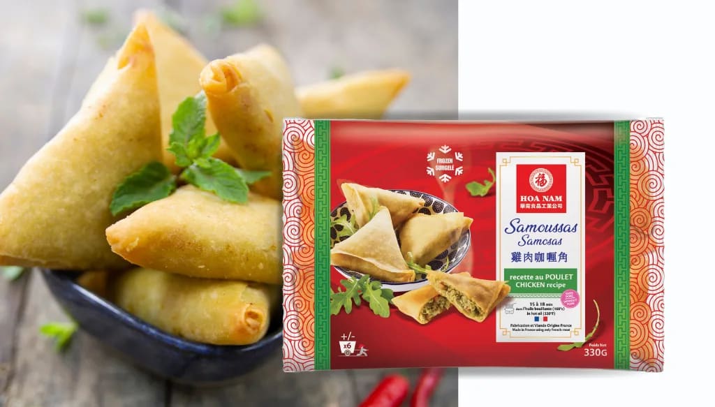Hoa Nam Samoussas Samosas Poulet (Chicken Samosas / Hähnchen-Samosas mit Curry).