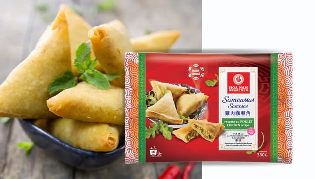Hoa Nam Samoussas Samosas Poulet (Chicken Samosas / Hähnchen-Samosas mit Curry).