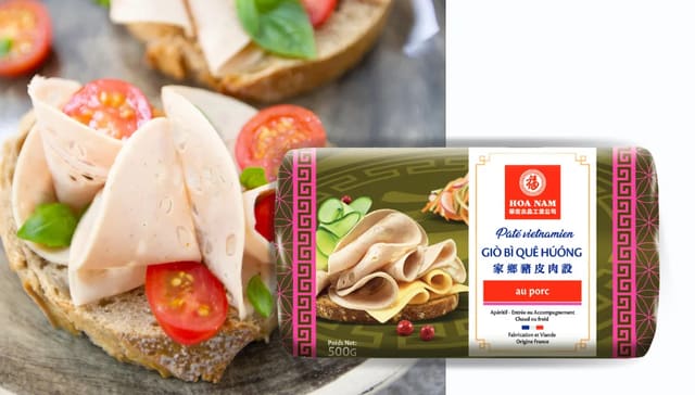 Hoa Nam Giò Bì Quê Hương (Pâté vietnamien au porc avec couenne / Heimat-Stil mit Schweineschwarten/Rinde).