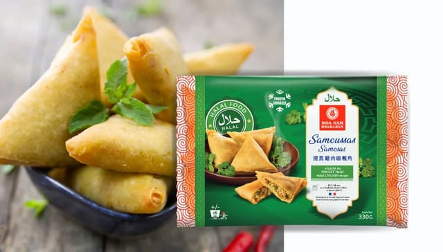 Hoa Nam Samoussas Samosas Poulet Halal (Halal Chicken Samosas / Hähnchen-Samosas Halal).