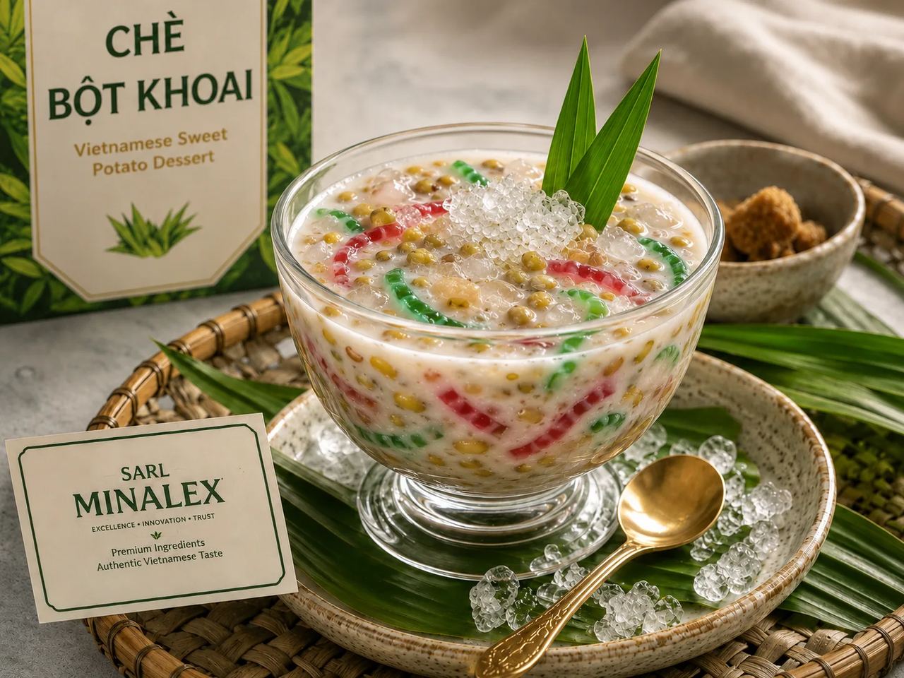 Chè Bột Khoai (Sweet Vietnamese tapioka strip dessert with coconut milk)