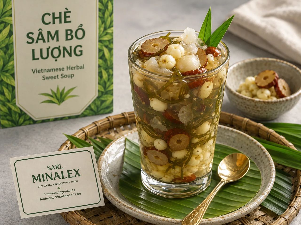 Chè Sâm Bổ Lượng (Vietnamese herbal dessert soup / cooling algae date dessert)