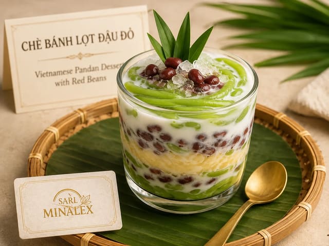Chè Bánh Lọt Đậu Đỏ (Vietnamese Pandan Dessert Nudles with Red Beans)