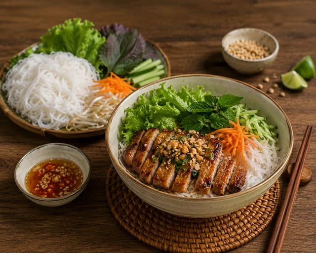 Bánh Tằm Ngọc Yến (Thick, short Vietnamese “silk crops” rice nudles)