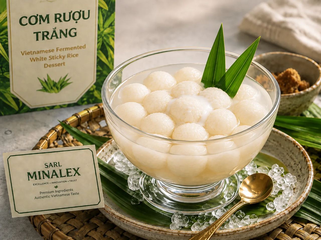Cơm Rượu Trắng (fermented white glue / Vietnamese milk rice liqueur snack)