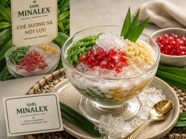 Chè Sương Sa Hạt Lựu (Vietnamese Rainbow Dessert with “Granula Seeds”)
