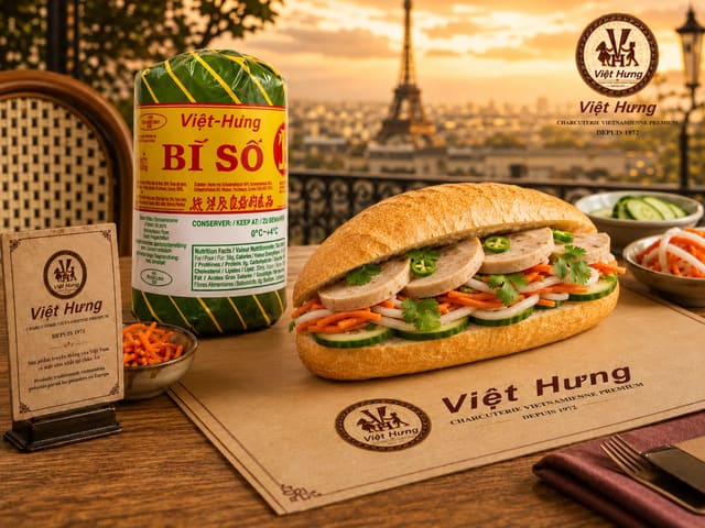 Viet Hung Giò Bì Premium Số 1 (Premium Vietnamese Pig Mortadella with Fine Black No. 1)