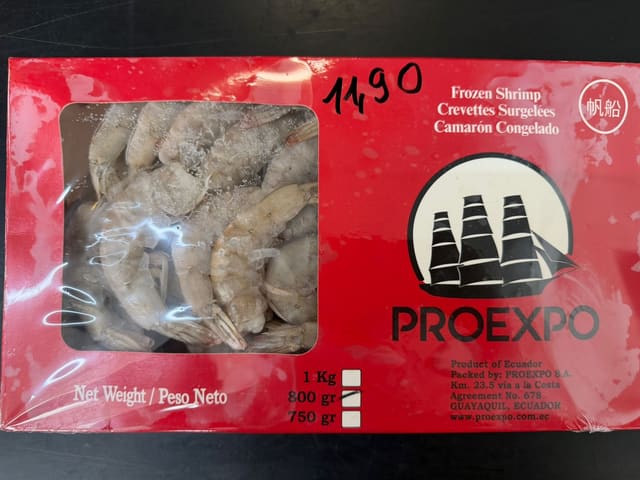 Ecuadorian shrimp size 26/30, headless, shellless