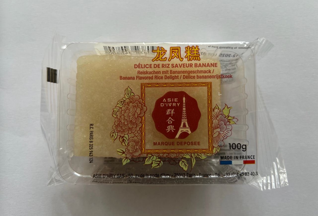 Rice cake sweetened with banana flavor